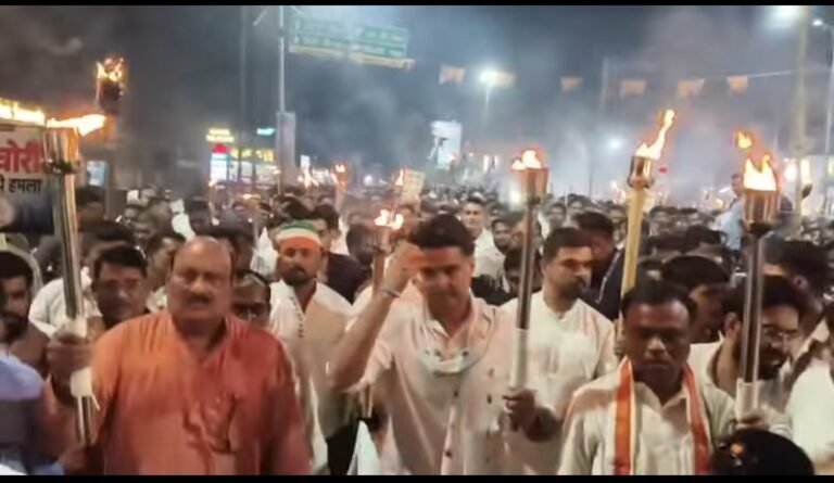 KORBA:- निकाली गयी मशाल रैली में शामिल हुए कांग्रेस के छत्तीसगढ़ प्रदेश प्रभारी सचिन पायलट