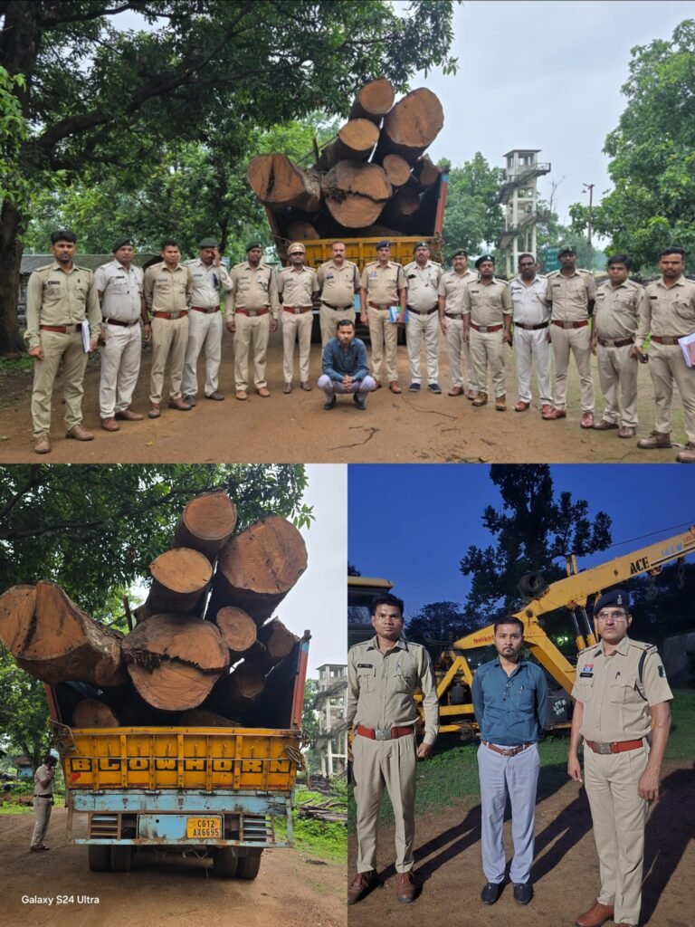 KORBA:-बेशकीमती इमारती लकड़ी के अमानत में खयानत कर अवैध परिवहन एवं चोरी के मामले में बड़ी कार्रवाई……लगभग ₹9 लाख मूल्य की लकड़ी एवं क्रेन बरामद, मामले की जांच जारी