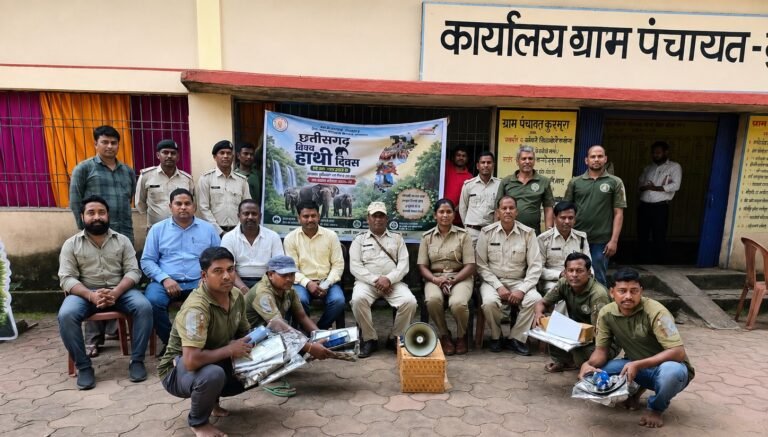 KORBA:-हरेली पर्व पर कुदमुरा वन परिक्षेत्र में ‘वन महोत्सव सह विश्व हाथी दिवस’ कार्यक्रम का आयोजन