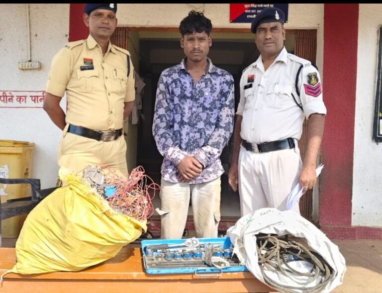 मुलमुला क्षेत्र के डामर प्लांट से केबल वायर चोरी का खुलासा….75 हजार रुपये कीमत का चोरी का केबल वायर बरामद;एक आरोपी गिरफ्तार,